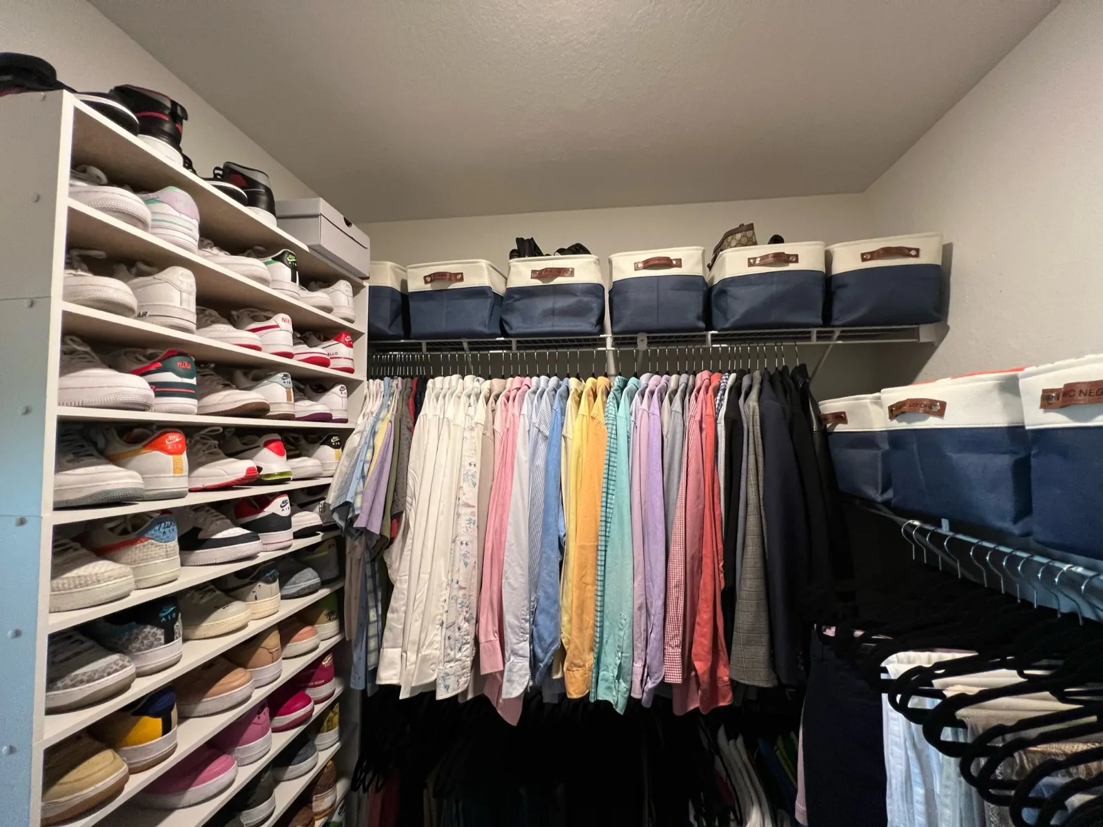 Walk-in closet organized by MAS Organization